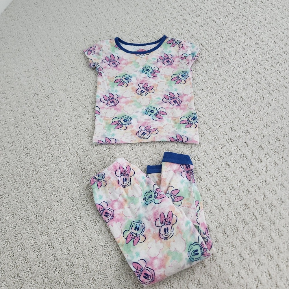 Disney Minnie Mouse Tie Dye Pajama Set Girls size 4T Short Sleeve 2PC PJs
